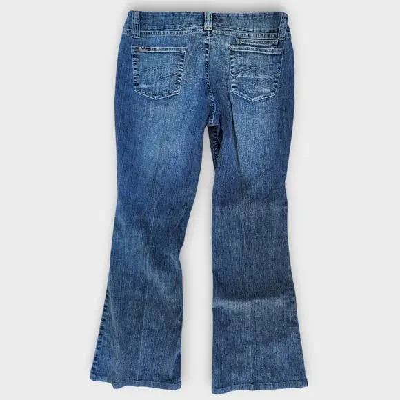 R.V.T. Jeans Jrs. Sz 13 Blue Denim Bootcut Faux Zip Pockets Mid-Rise Y2K VTG - Picture 2 of 6